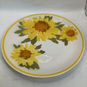 Mikasa‎ Cera-Stone Flora Plate, Yellow Sunflower Floral Design, Japan 3179